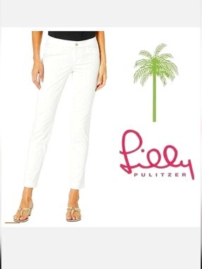 Lilly Pulitzer Kelly Skinny Ankle Pants in Textured Resort White Sz 4